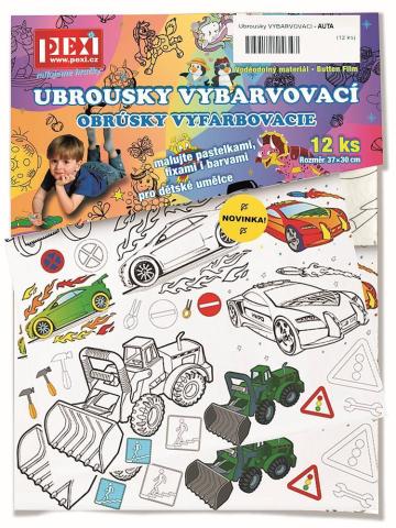 Omalovánky - Vybarvovací ubrousky - Auta 12ks